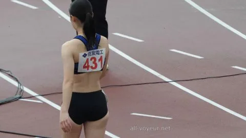 Asian Athletes Running Track