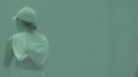 Asian Girl Running and Walking on Street