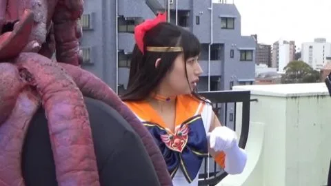 Asian Girl in Costume with Tentacle Prop