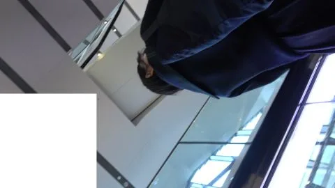 Asian Teen in Dark Blue Jacket Office Seduction