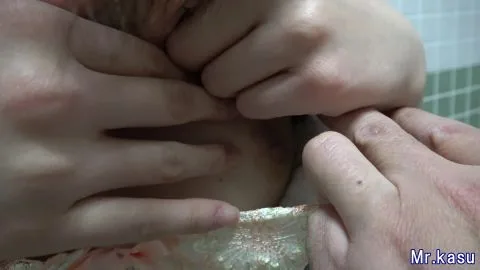 Asian Couple Intimate Moments in Bathroom