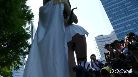 Asian Woman in White Dress Exposing Legs Outdoors