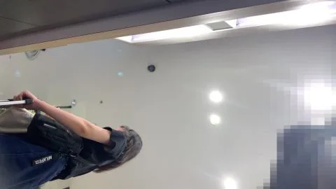 Asian Teen in Denim Shorts and Backpack