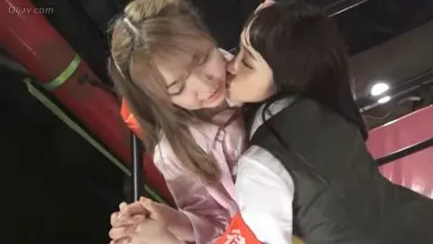 Asian Lesbians Wrestling and Kissing