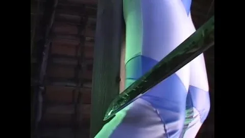 Asian Pink Hair Girl in Blue Costume