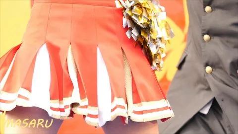 Asian Cheerleaders in Steamy Outdoor Stunt