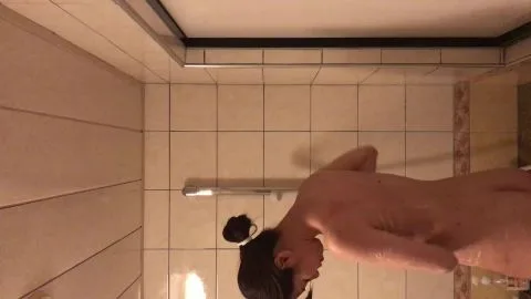 Young Man Showering POV