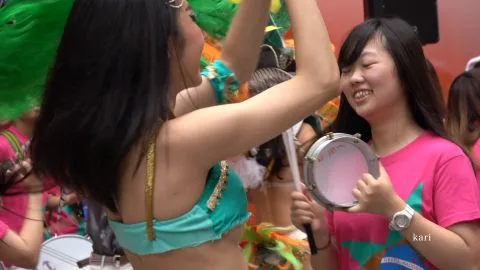 Asian Girls Dancing in Turquoise Bikinis