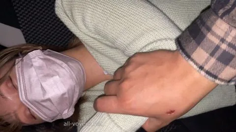 Blonde Woman in Purple Bra Fondled in Vehicle