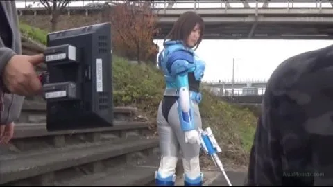 Asian Couple and Friends in Cosplay Embrace