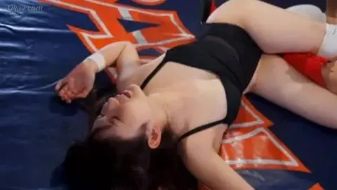 Asian Lesbians Wrestling in Red