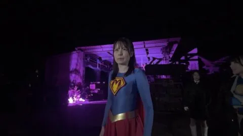 Asian Cosplay Trio in Action Scene