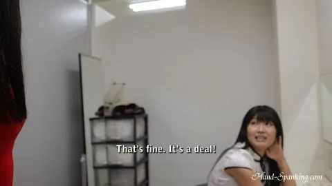 Asian Lesbians Spanking in Dressing Room