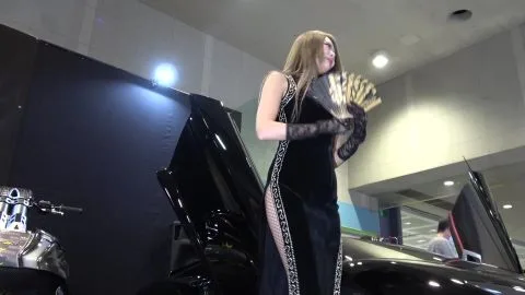 Woman with Fan by Car