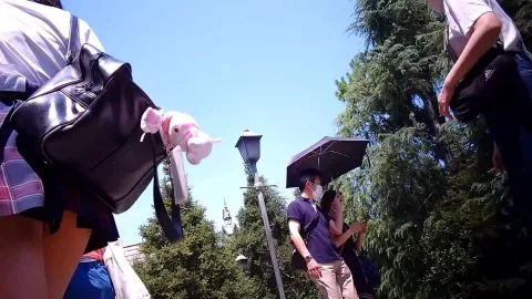 Asian Schoolgirls in Uniform Outdoor Fun