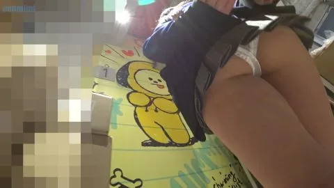 Asian Girl in Short Skirt in Store