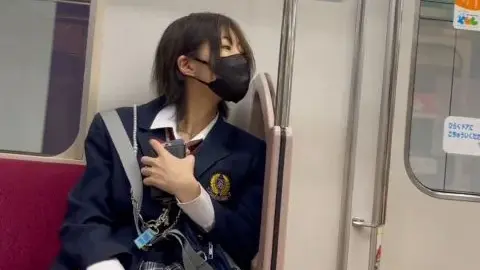 Asian Teen Schoolgirl in Subway