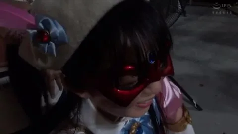 Masked Asian Beauty in Pink and Blue Costume