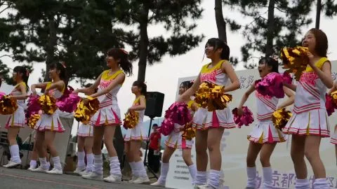Asian Teen Cheerleaders Outdoor Sex Show
