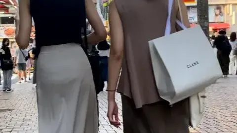 Asian Girls on City Street