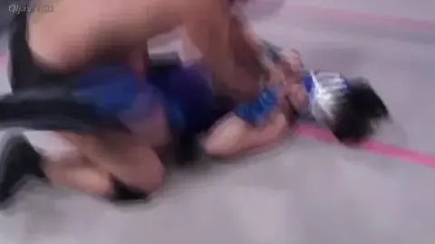 Asian Lesbians Wrestling in Blue Attire