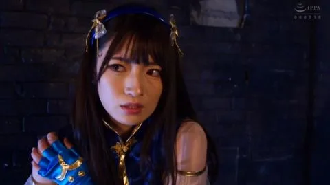 Asian Girl in Blue and Gold Costume