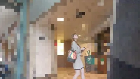 Asian Woman Shopping in Gray Dress