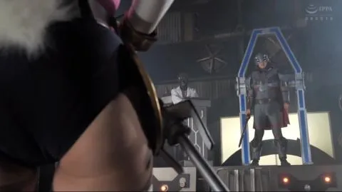 Asian Bunny Girl in Futuristic Robot Scene