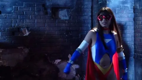 Asian Superheroine in Abandoned Building
