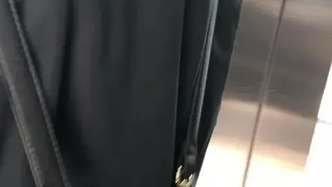 Asian Girl in Red Skirt Elevator Tease