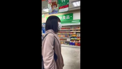 Asian girl in bookstore and grocery store scenes