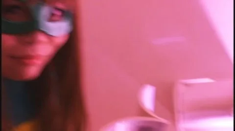 Asian Girl in Superhero Costume Fantasy Scene