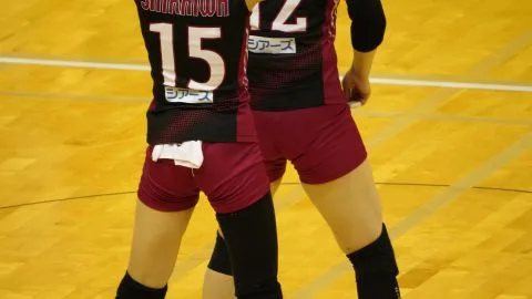 Asian Volleyball Players in Action