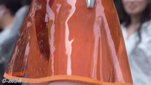 Asian Girl Undresses on Rainy Street