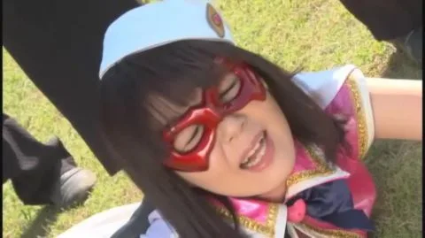 Asian Teen in Red Mask and Chains