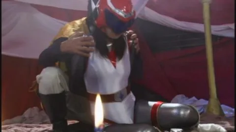 Asian Couple in Armor Embracing and Kissing