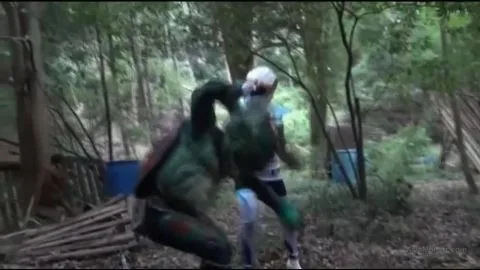 Asian Cosplay Duo in Forest Encounter