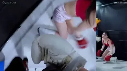 Asian Women Boxing Match in Red Sports Bras