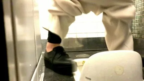 POV Bathroom Urination Scenes with Asian and Caucasian Performers