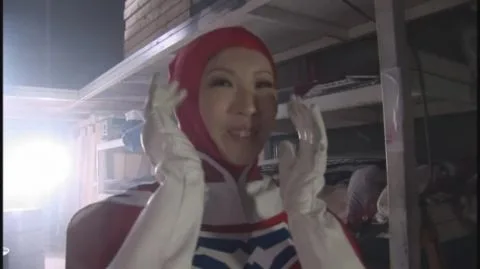 Asian Performer in Red and White Costume