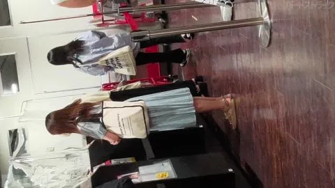 Asian Girls at Airport and Office Counter