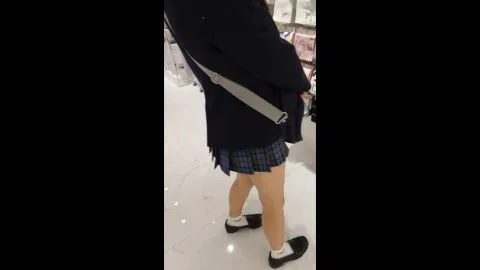Asian Teen in Blue Skirt