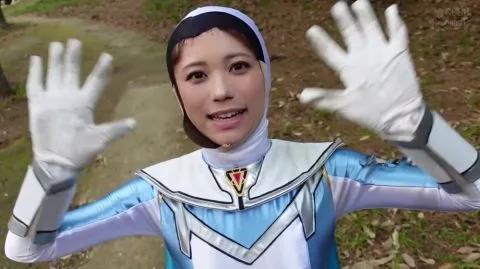 Asian Teen in Blue Costume