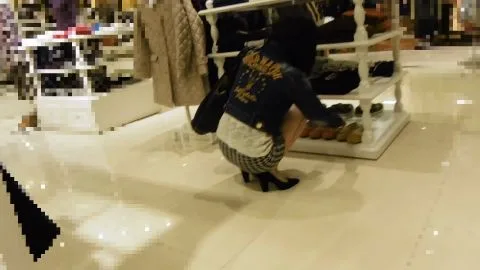 Asian Teen Shopping in Clothing Store POV