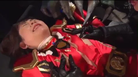 Asian Girl in Red Costume Restrained and Played with