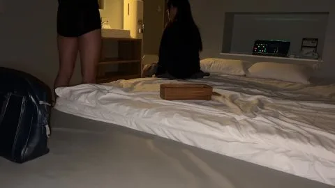 Asian Lesbians in Hotel Room