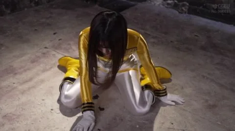 Asian Teen in Costume and Helmet