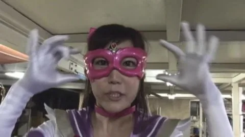 Asian Sailor Girl in Pink Mask and Red Bikini