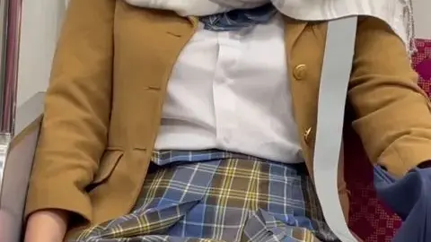 Asian Teen with Braids on Train