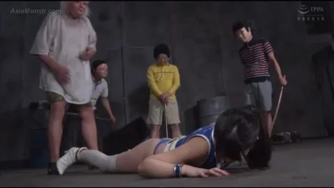 Asian Woman in Blue Dress with Group